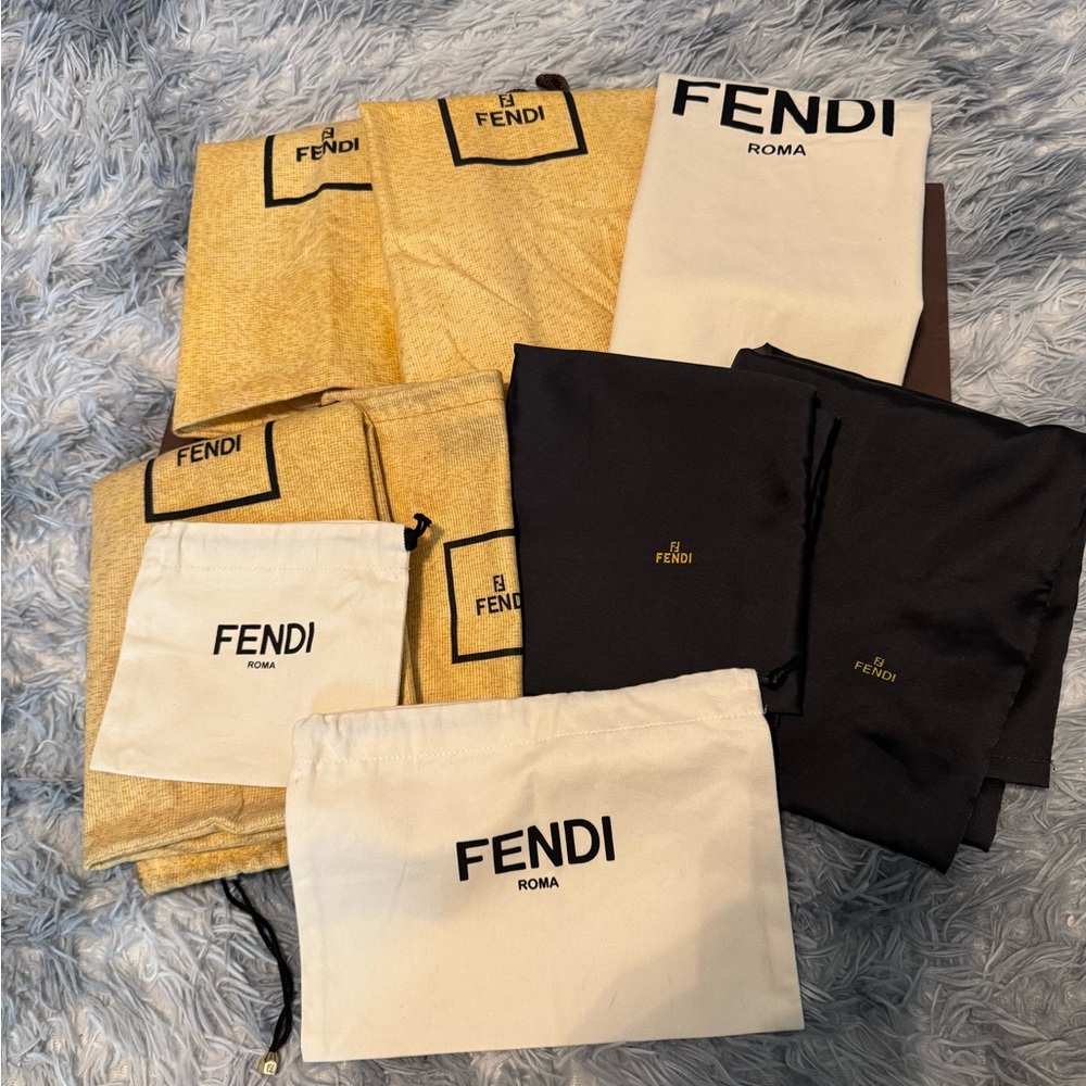 Fendi Black, Gold, and Cream Dust Bags Set